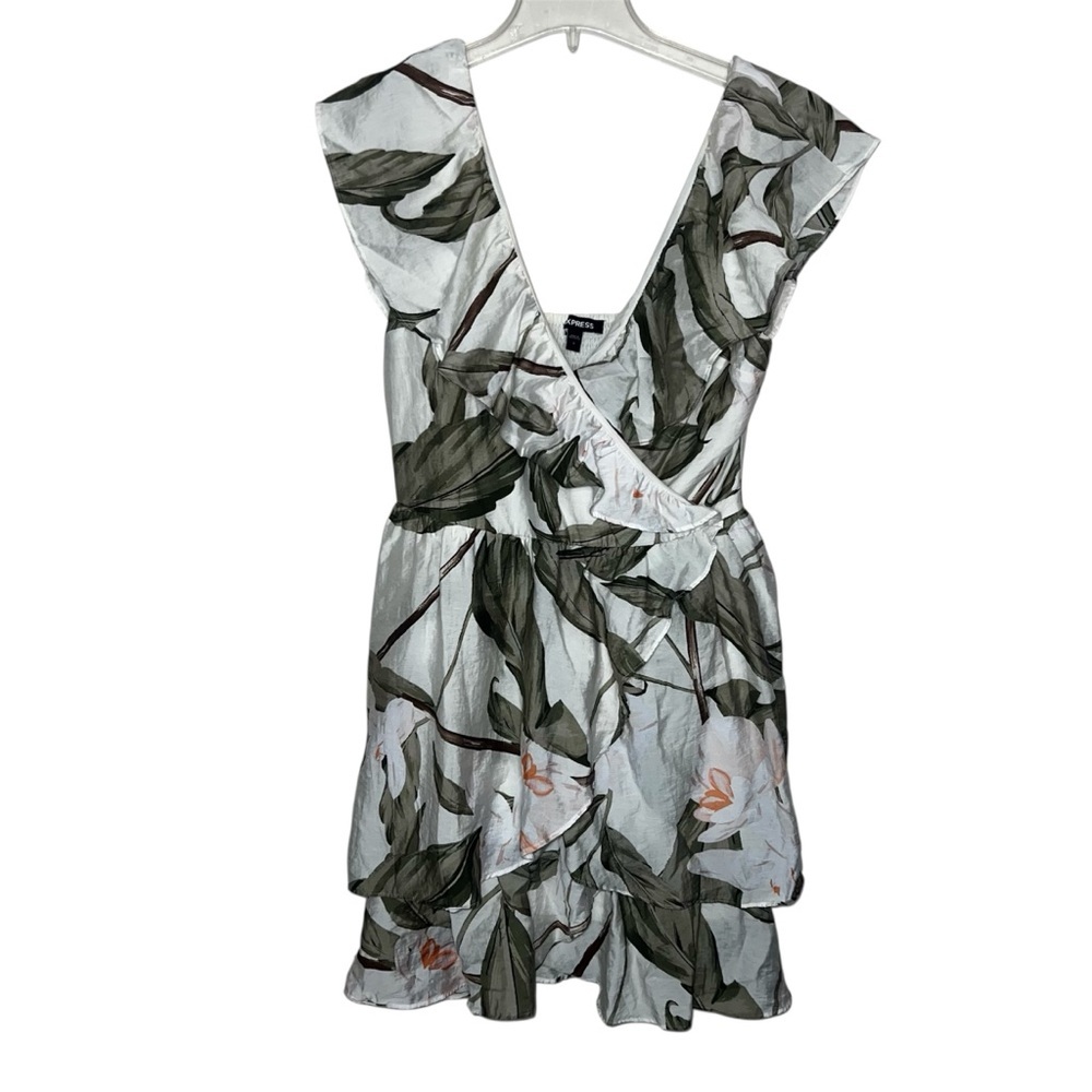 Express Tropical Tiered Lyocell Mini Dress Size Small